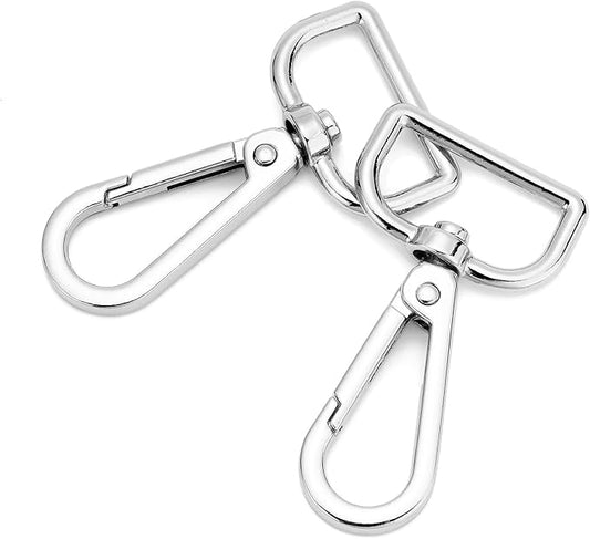 9 Pcs D Ring Swivel Lobster Claw Clasp Push Gate Snap Hooks Trigger Clips for DIY Crafts Keychain Purse Handbag Making,1 Inch Silver