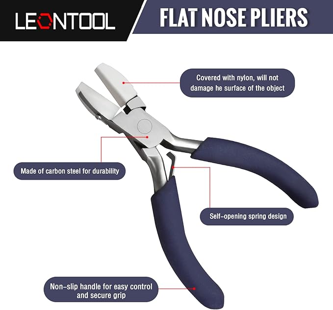 Mini Nylon Jaw Pliers 3.5-Inch Flat Nose Pliers with 2 Replacement Tips and Screwdriver Wire Straightentener Jewelry Making Tools for Beading, Gripping, Shaping Wire