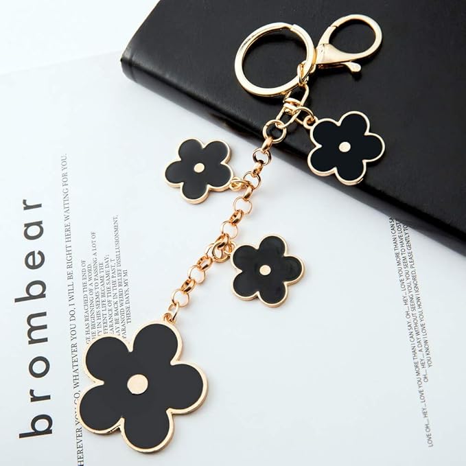 Women's Flower Bag Charms Enameled Keychain Purse Accessories