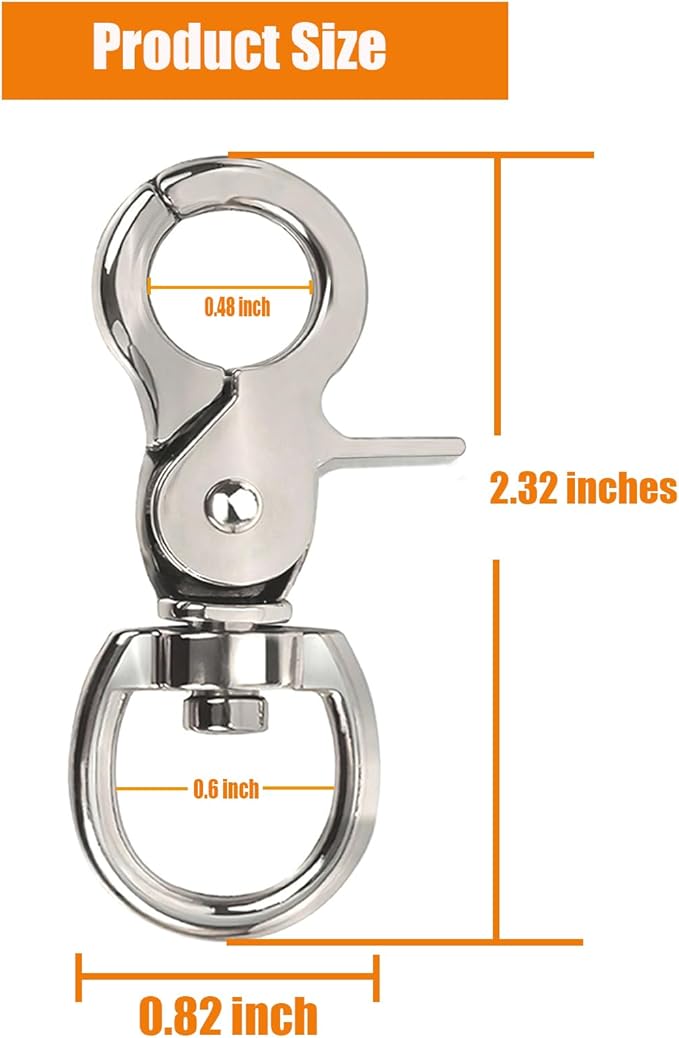 10PCS Trigger Snap Hooks 2.32'' x 0.82'' Heavy Duty Swivel Snap Hooks Metal Clasps Lanyard Clips for Bird Cage Key Chains
