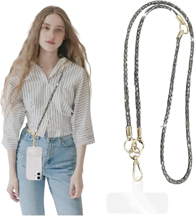 2Pcs Phone Crossbody Lanyard and Wrist Strap, Universal Cell Phone Lanyard Strap with 2Tether Tab