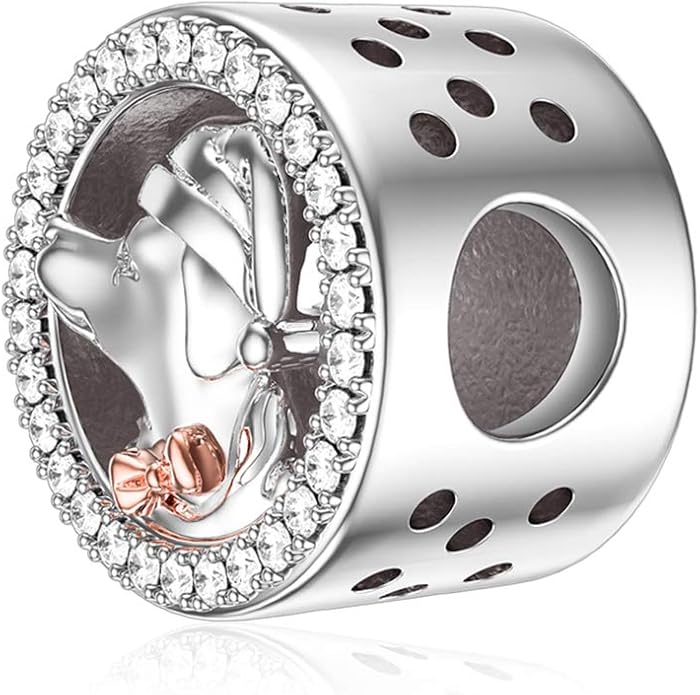 LONAGO 925 Sterling Silver Personalized Photo Charm Fit Compatible for Bracelet Necklace Customized Heart Round Shape Picture Bead