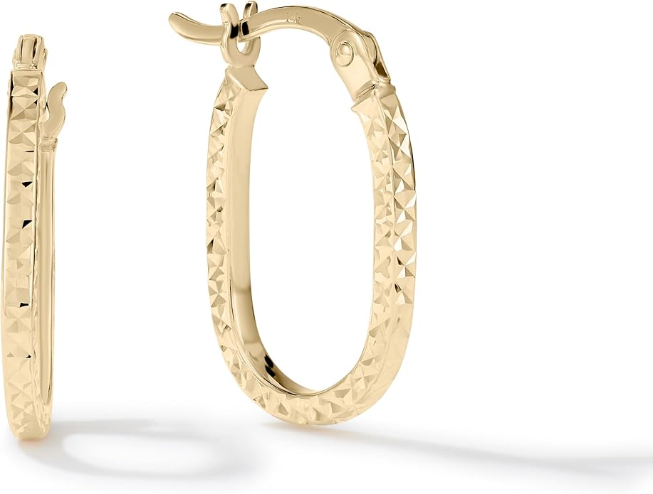 Paperclip Oval Hoops in Real 10K White Gold with a Diamond-Cut Finish | 30mm Length | Real Gold, Stamped for Authenticity