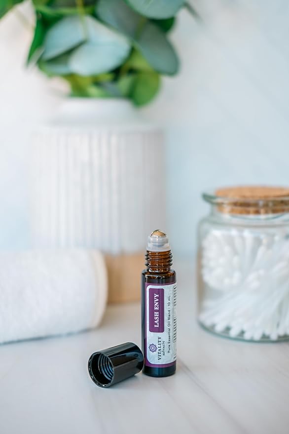 Vitality Extracts Lash Envy Roll-On - Eyelash Enhancing Serum, Essential Oil Blend, Castor Oil, Thicker & Fuller Looking Lashes, Fatty Acids