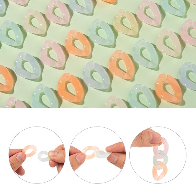 LiQunSweet 150Pcs 6 Colors Acrylic Open Linking Rings Quick Link Connectors for DIY Purse Eyeglass Pocket Chain Lanyard Trouser Phone Strap - 23x16.5mm