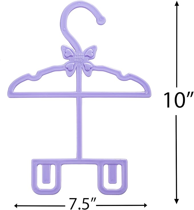 Purple Full-Outfit Hanger 24pk for American 18" Doll Clothes- Hold Your Tops & Bottoms Together Including Dresses, Pants, Shirts, Skirts, & Accessories- Perfect Girl Gift Set