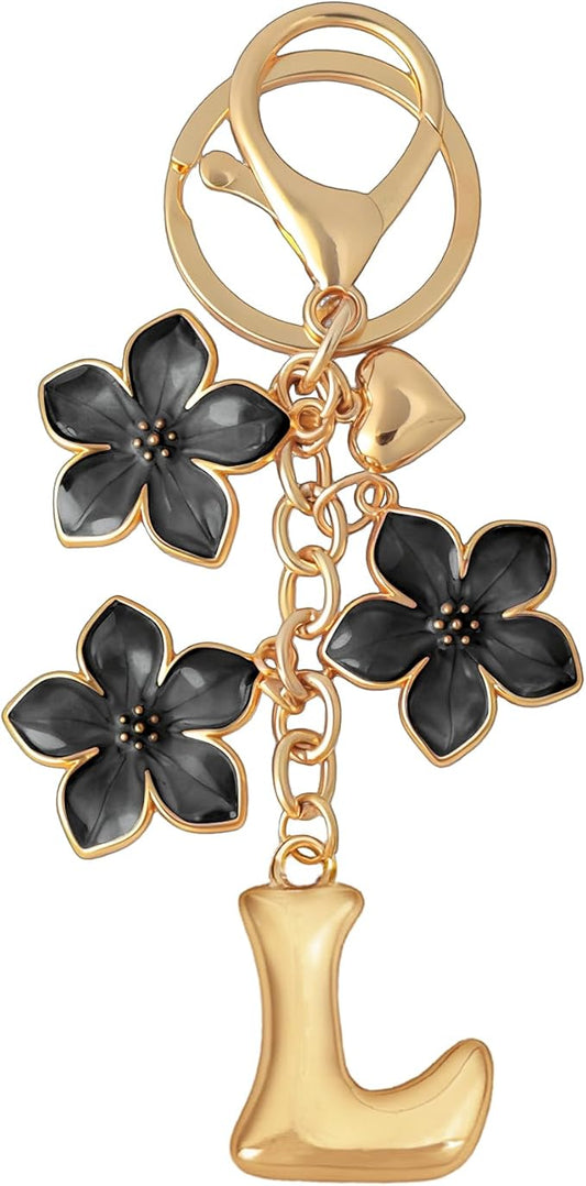 Snycler Bubble Initial Keychain Graceful Flower for bags car remote–A-Z Letter Charms for Women