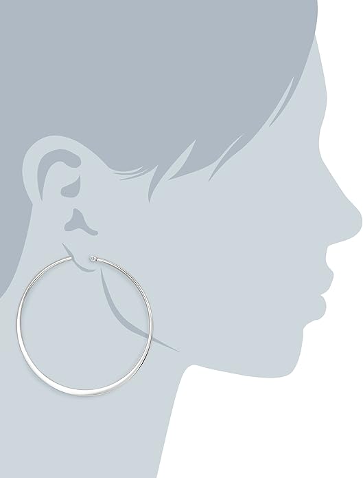 Amazon Essentials Stainless Steel Flattened Hoop Earrings (60mm)