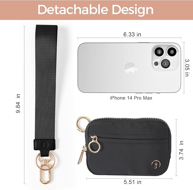 Wristlet Keychain Wallets for Women RFID Blocking Credit Card Holder Small Zipper Coin Purse Change Pouch with ID Window and Detachable Wrist Strap Purple
