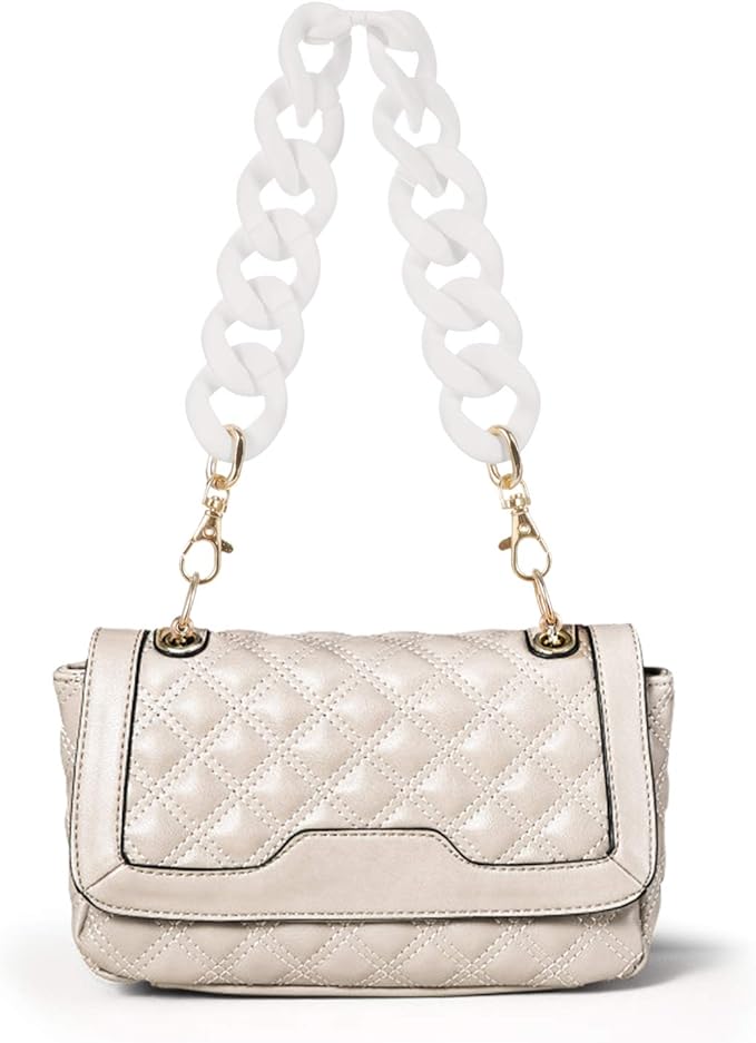 TENDYCOCO Chain Strap for Purse 13.4 Inch White Matte Rubber Crossbody Bag Replacement Strap for Handbags Tote Bag Accessories