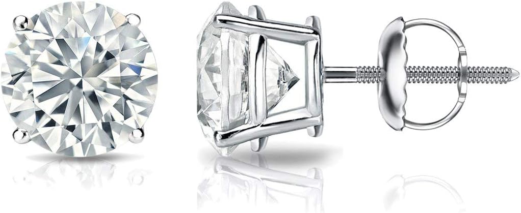1/4 to 2 Carat Lab Grown Diamond Round Stud Earrings in 14k Gold (E-F, SI1-SI2, cttw), 4-Prong Basket Screw Back by Diamond Wish