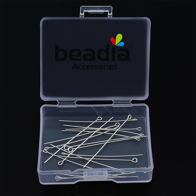925 Sterling Silver Open Eye Pins 0.5x40mm 20pcs for Jewelry Making Findings