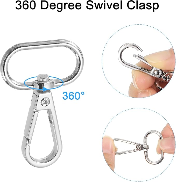uxcell 12 Pcs Swivel Clasp Hook, 1.26" Purse Snap Clasps Detachable for Bag, Silver