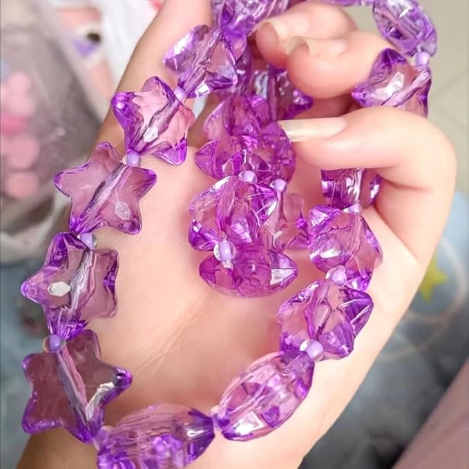 50pcs Acrylic Crystal Star Beads 20mm Star Shape Faceted Beads for Jewelry Making Bracelet Necklace Key Chains DIY Crafts(Bluish Violet)