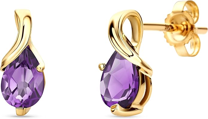 Orovi 0.40Inch 14K Gold Earrings for Women in 14K White Gold/Yellow Gold 585 with Pear-Shape Rubies/Sapphires/Emeralds/Blue Topaz/Amethysts Gemstones, Handmade Jewelry for Women, Dangle Earrings