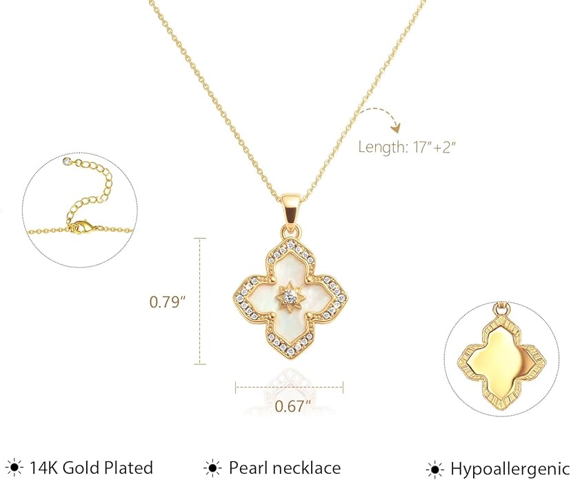 Luxval Diamond Pendant Gold Necklace for Women，Dainty 18k Gold Plated Choker Necklaces Simple Gold Jewelry Gifts for Women Girls