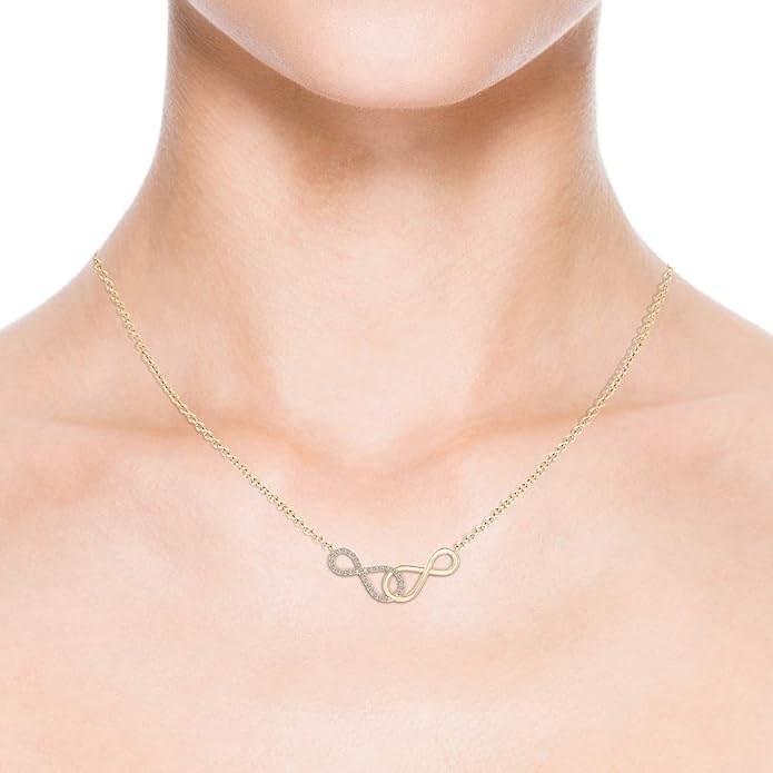 Angara Natural Diamond Pendant for Women | Interlocking Diamond Sideways in Silver/14K Solid Gold/Platinum With 18" Chain | April Birthday, Anniversary, Gemstone Jewelry Gift