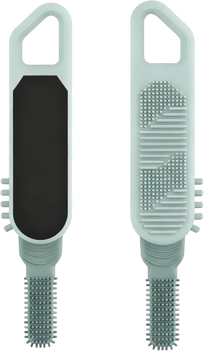 MVRPOWER Dry or Wet Foot Callus Remover - Dual-Sided Pedicure Tool with Hidden Brush & Non-Slip Grip for Home Salon Use (Green)