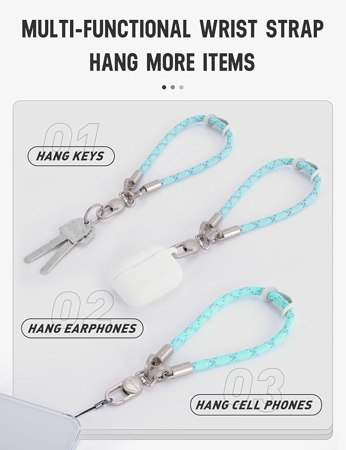 project-cb Phone Wrist Strap 1,Tether Tab 2,Phone Wristlet,Lanyard Wrist Strap,Key Holder,KeyChain,KeyRing×2 (Brown-S)