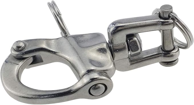 keehui Pair of 2-3/4inch Jaw Swivel Snap Shackle 316 Stainless Steel for Sailboat Spinnaker Halyard