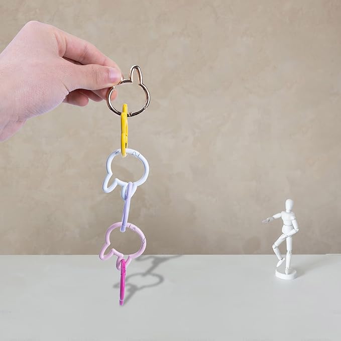 Rabbit Shaped Keychain Clips,Multicolor Carabiner Keychain Clips Aluminum Ring Clips for Keychains, Water Bottle, Bags Fishing Hiking Traveling