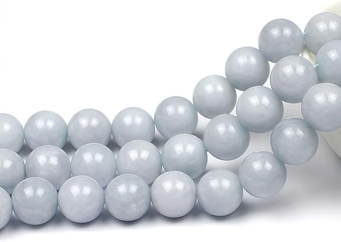 MJDCB Natural Round Aquamarine Gemstone Spacer Loose Beads Spacer Beads for DIY Jewelry Making Strand 15"
