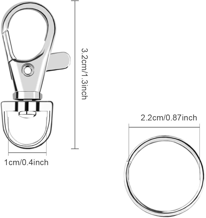 SANNIX 60pcs Keyrings Key Chain Clip Hooks Swivel Clasps Lanyard Snap Hooks with Split Key Rings, Keychain Hooks for Hanging Crafts Jewellery Making