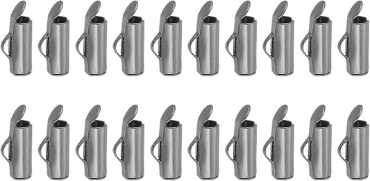 uxcell 100Pcs Slide on End Clasps, 10mm Tube Ball Bead Slider Crimp Ends for Multi-Strand DIY Craft Making, Metallic Black