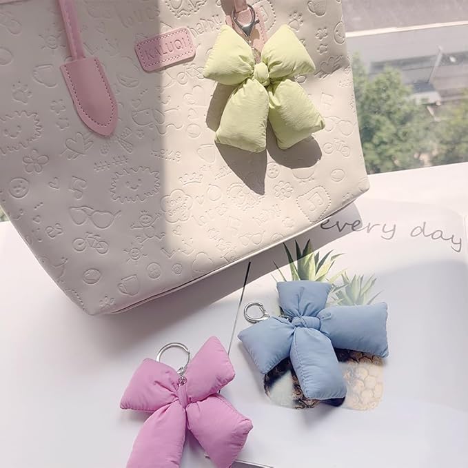 Pink Bow Keychain Bag Charms Y2K Bowknot Plaid Keychains Coquette Aesthetic Purse Handbag Backpacks Charms