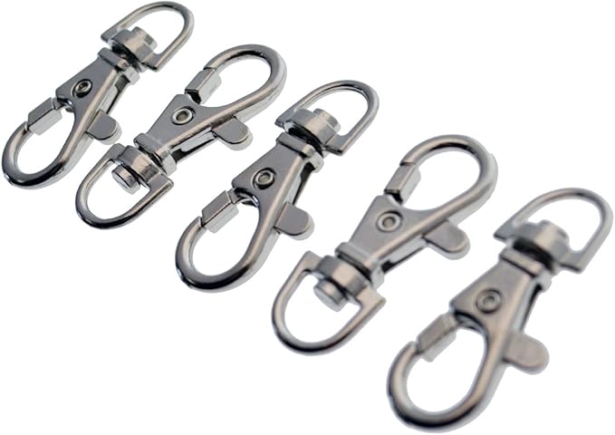 Bulk 100 Pack - Premium Metal Lobster Claw Clasp Hook Craft Findings - 1.5 Inch Clip with Trigger Snap and Round Eye Swivel D Ring by Specialist ID (Silver)