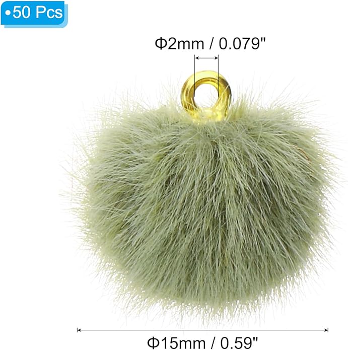 PATIKIL 50pcs Pom Poms Charm, Pompoms Charm Craft Pom Poms Pendants Balls Small Fluffy Tassel Bulk for Crafts Jewelry Making