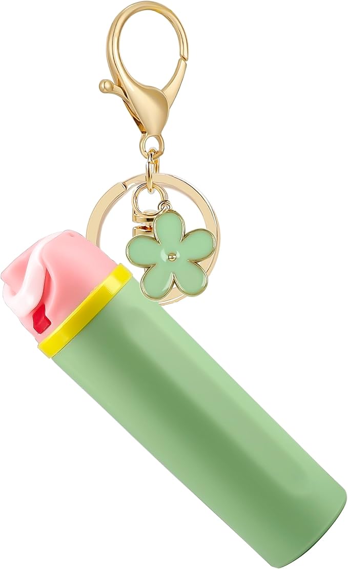 Mini Trendy Bottle Keychain Accessories Compatible with Owala Water Cute Tumbler Cup Chapstick Lip Balm Holder Charms