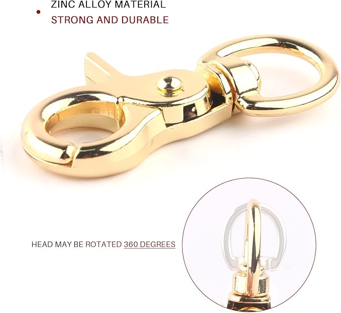 HOSUKKO 15PCS Trigger Snap Hooks, 360 Degree Heavy Duty Snaps Swivel Lobster Clasps,Stainless Steel Swivel Claw Clips for Pet Cages,Dog Leash,Camera Straps,Snap Hook Purse