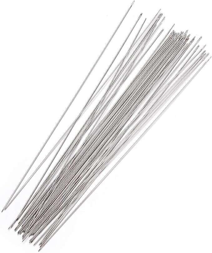 Craftdady 170Pcs Steel Beading Needles 4.72 Inch Long Straight Sewing Embroidery Threads for Braided Bracelet Necklace Jewelry Making Thickness: 0.45mm