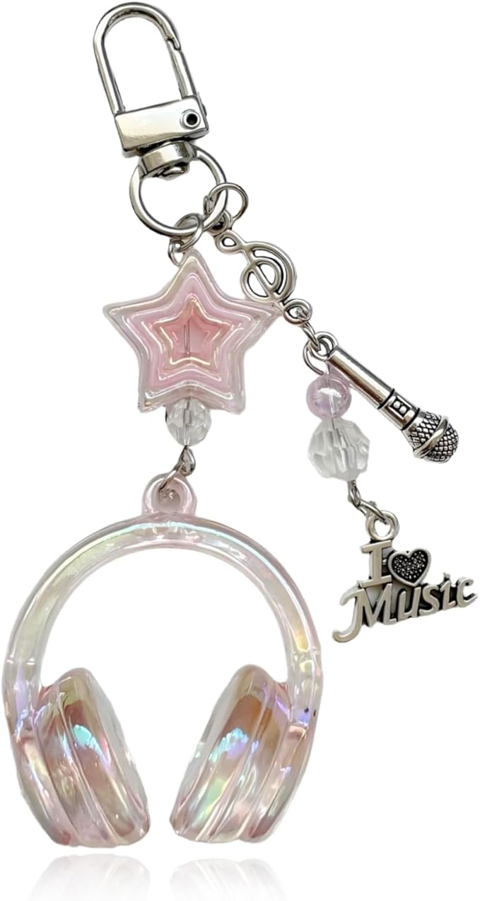 Music Keychain Y2K Guitar Star Keychain Purse Bag Charms for Handbags Backpacks Aesthetic Accessories Gifts for Women