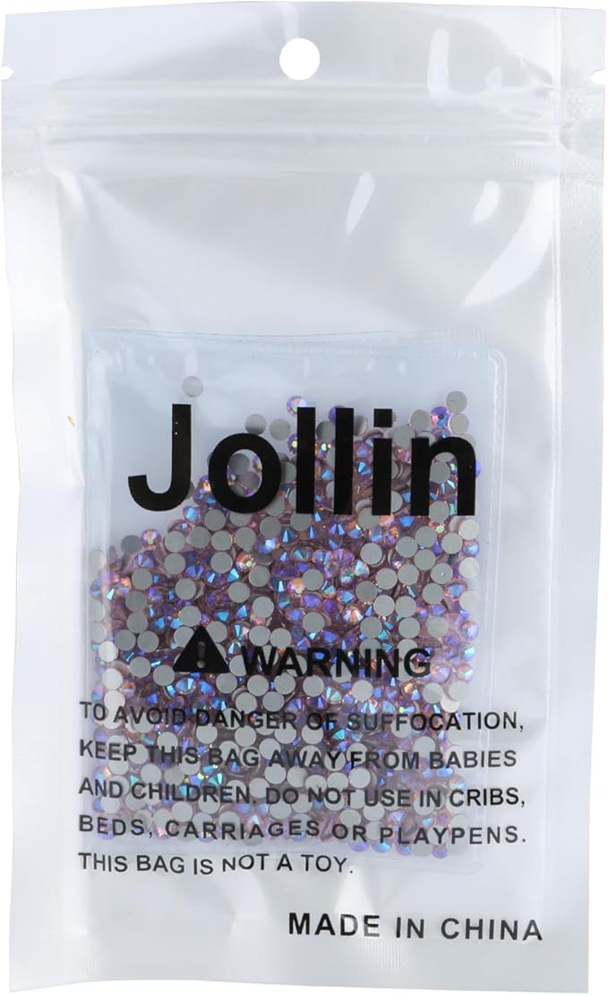 Jollin Glue Fix Crystal Flatback Rhinestones Glass Diamantes Gems for Crafting Nail Art Crafts Decorations Clothes Shoes 3.2mm (ss12 1440pcs, Pink AB)