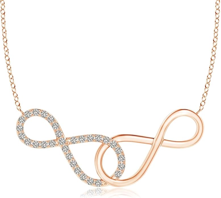 Angara Natural Diamond Pendant for Women | Interlocking Diamond Sideways in Silver/14K Solid Gold/Platinum With 18" Chain | April Birthday, Anniversary, Gemstone Jewelry Gift