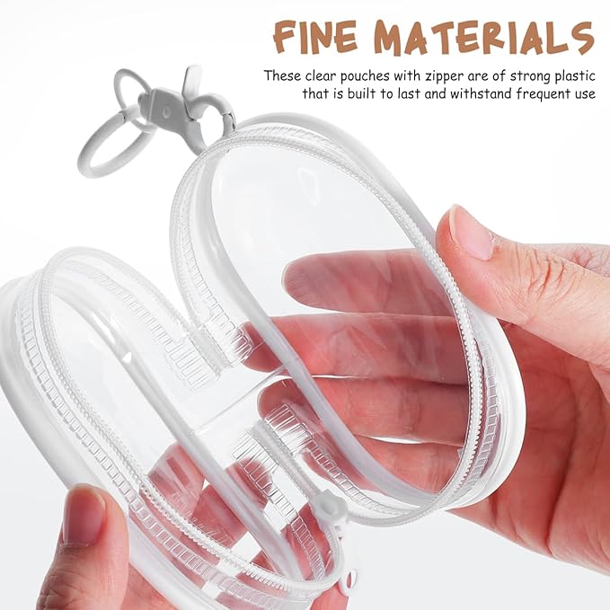 BESPORTBLE Clear Doll Bag 4-Pack Transparent Small Pouches with Zipper and Keychain Attachment for Doll Collectors and Display Storage 4.06X2.5 Inches