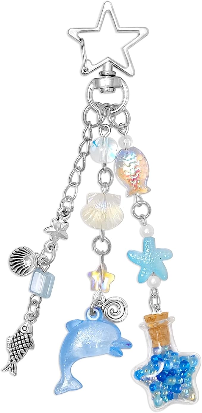 Y2K Aesthetic Keychains for Women Cute Flowers Star Cake Jellyfish Keychins Charms Kawaii Bag Purse Decor