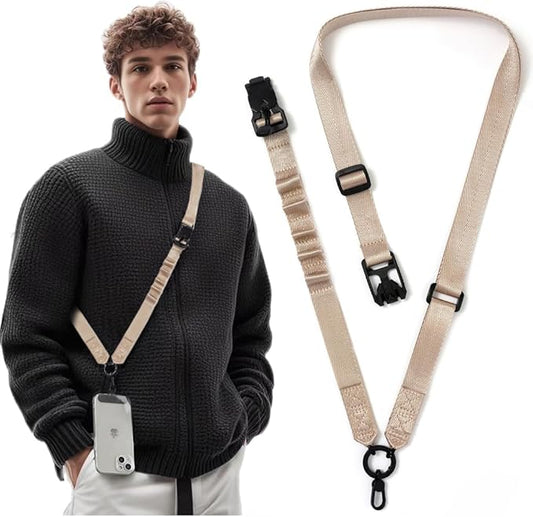 Phone Lanyard Crossbody with Hanging Loops, Clip and Go Strap for Phone with Zipper Wallet, Adjustable Elastic Phone Strap