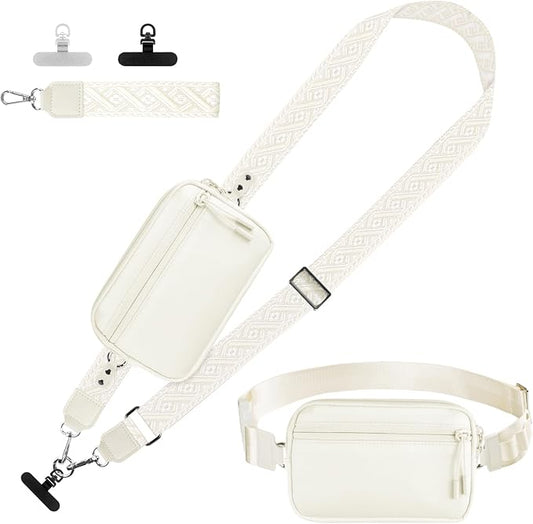Phone Strap Crossbody, Clip and Go Strap for Phone with Wallet Crossbody, Adjustable Phone Lanyard Belt Strap with Detachable RFID Wristlet Wallet (XL-Cream)