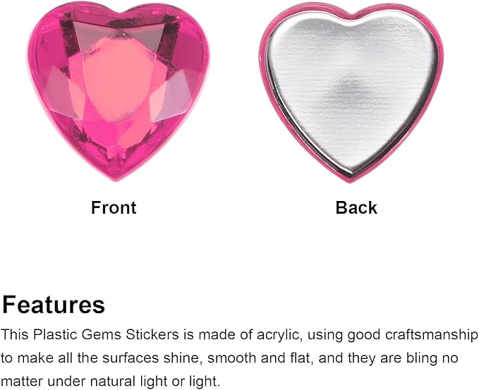MECCANIXITY 40 Pcs Acrylic Heart Rhinestone 20mm Flat Back Plastic Gems Jewelry Stickers for Craft Bead Face Painting Costume Jewelry Making Peach Red