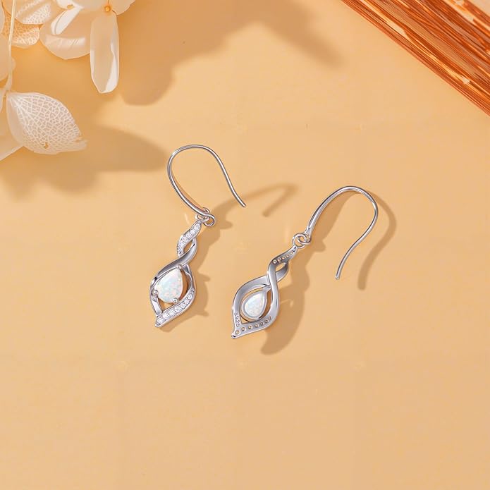 HPQQ Birthstone Earrings for Women 925 Sterling Silver Infinity Love Jewelry Valentines Day Birthday Gifts for Her Mom Wife Girlfriend