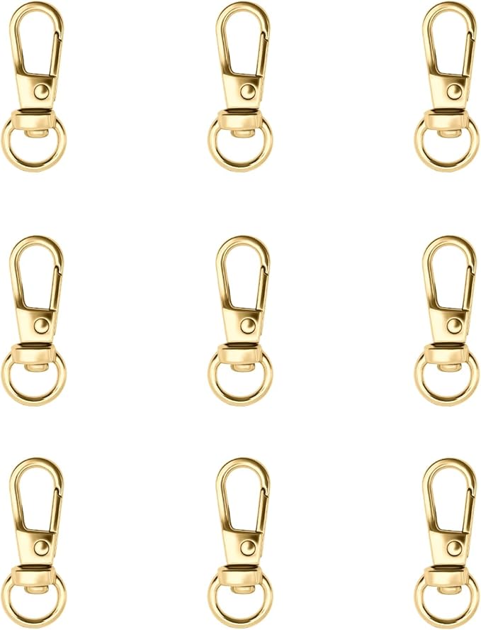 12pcs Swivel Push Gate Snap Hooks Clasps for DIY Crafts Keychain Clip Purse Handbag Making Accessories (Light Gold,Small(32mm))