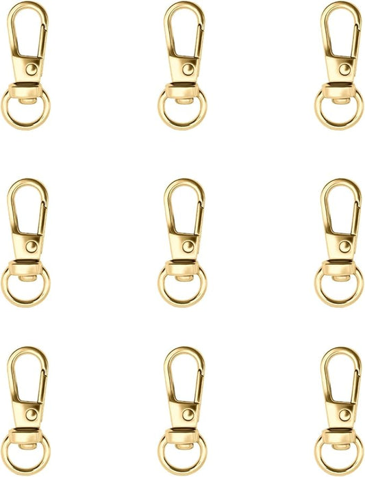 12pcs Swivel Push Gate Snap Hooks Clasps for DIY Crafts Keychain Clip Purse Handbag Making Accessories (Light Gold,Small(32mm))