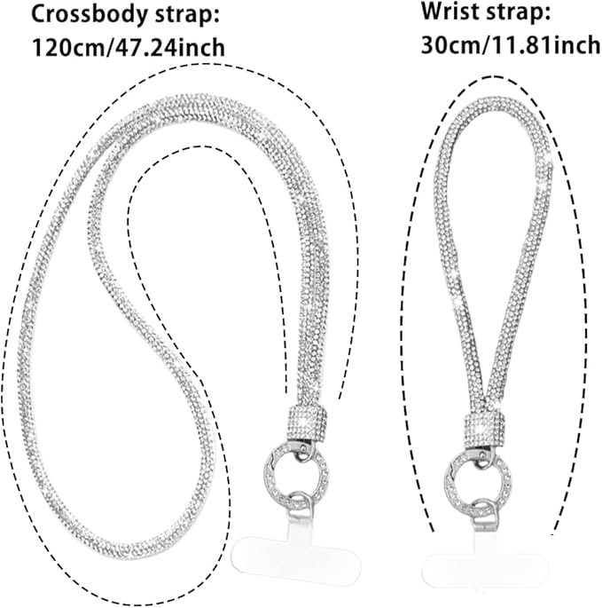 2Pcs Phone Crossbody Lanyard and Wrist Strap, Universal Cell Phone Lanyard Strap with 2Tether Tab