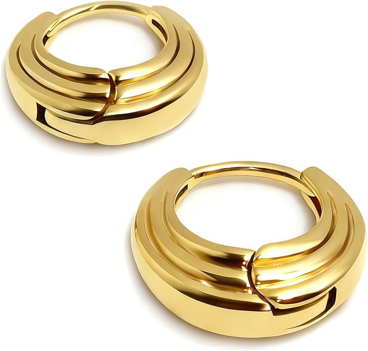Gold Earrings for Women Trendy, Chunky Gold Huggie Stud Hoop Hypoallergenic Earrings, Jewelry Gifts for Best Friend