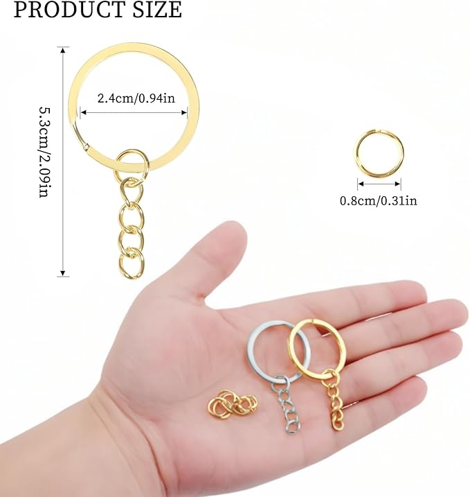 100Pcs Keychain Key Ring with Chain Bulk Split Key Chain,1.1 Inch Key Chains Parts with Open Jump Ring Connector for Jewelry Making Crafts (Mixed Colors)