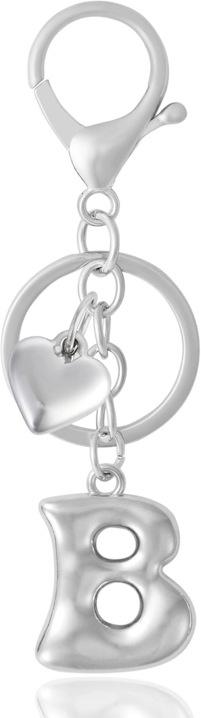 Heart Bubble Letter Keychain for Women, Girls - Cute Keychain with Initial - Alphabet Keychain for Bag Charm, Handbag