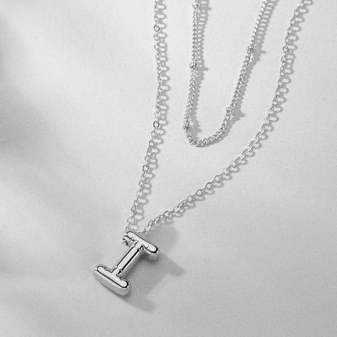 PANSHI Gold Initial Necklaces Gifts for Teen Girls Women Girlfriend Teen Girl Gifts Trendy Stuff Layered Bubble Letter Necklace Gold Jewelry Birthday Gift